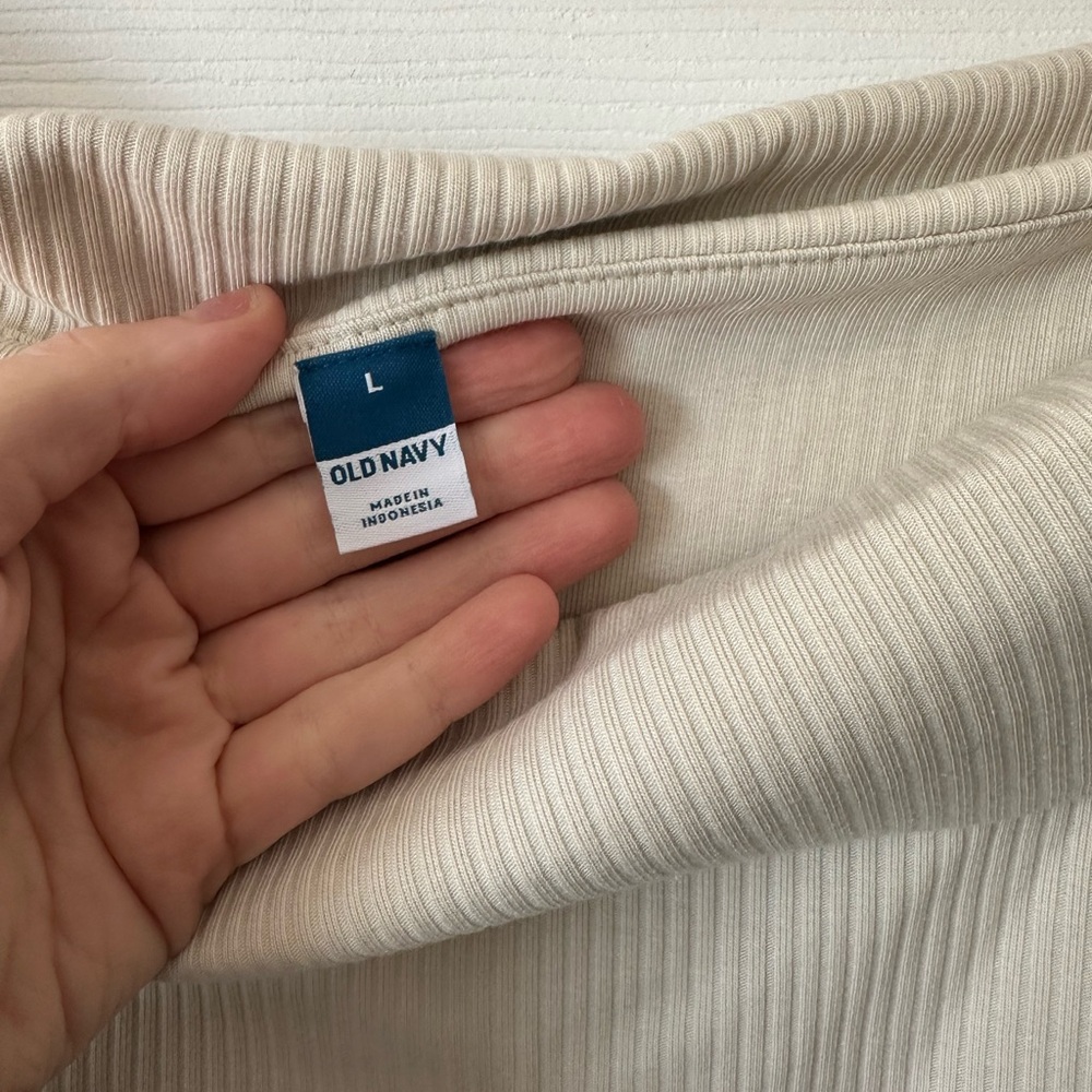 Off-Shoulder Ribbed Top - Cream color - Picture 2 of 2